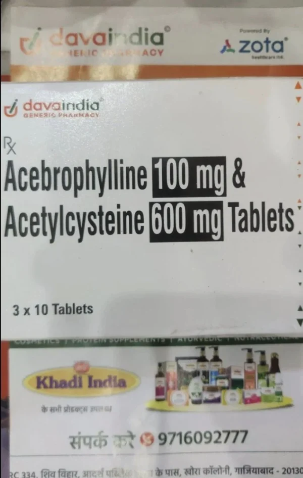 Acebrophylline 100 mg & Acetylcysteine 600 mg Tablets