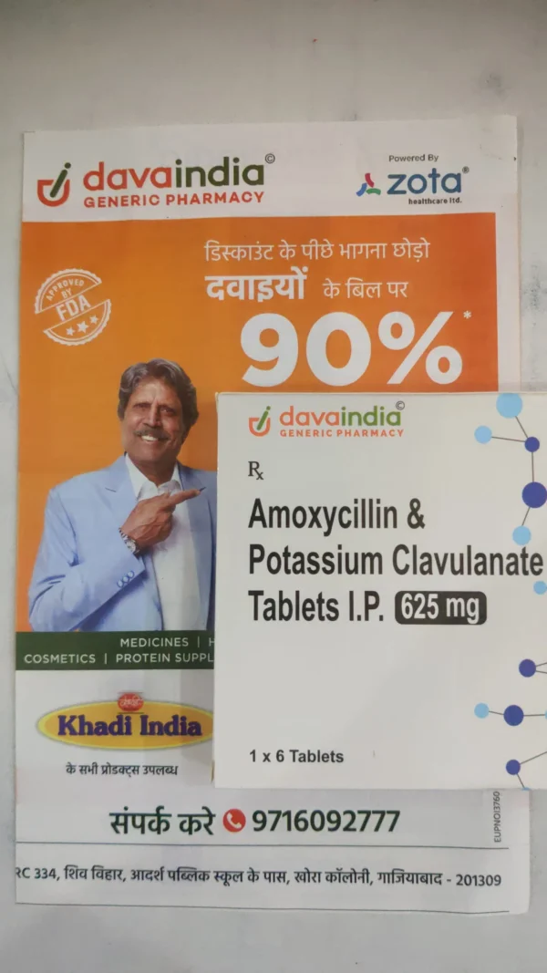 Amoxicillin and potassium clavulanate 625 mg tab