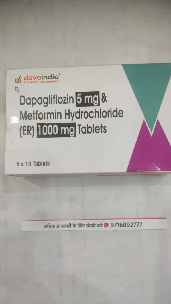 Dapagliflozin 5 mg & Metformin Hydrochloride (ER) 1000 mg Tablets