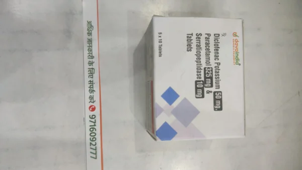 Diclofenac Potassium 50 mg, Paracetamol 325 mg & Serratiopeptidase 10 mg Tablets