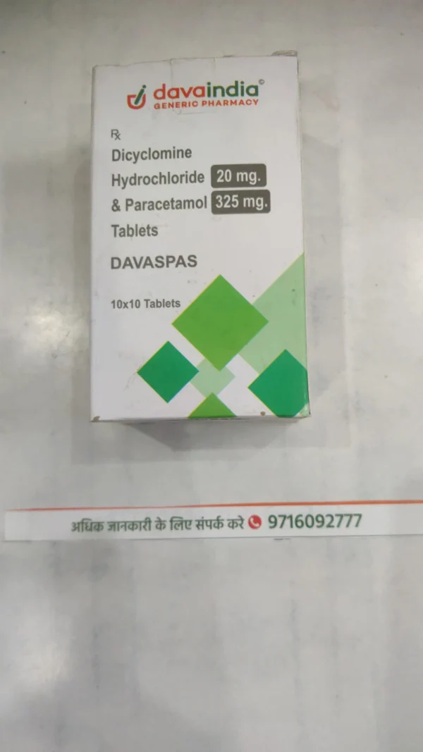 Dicyclomine Hydrochloride 20mg & Paracetamol  325 tablet mg.