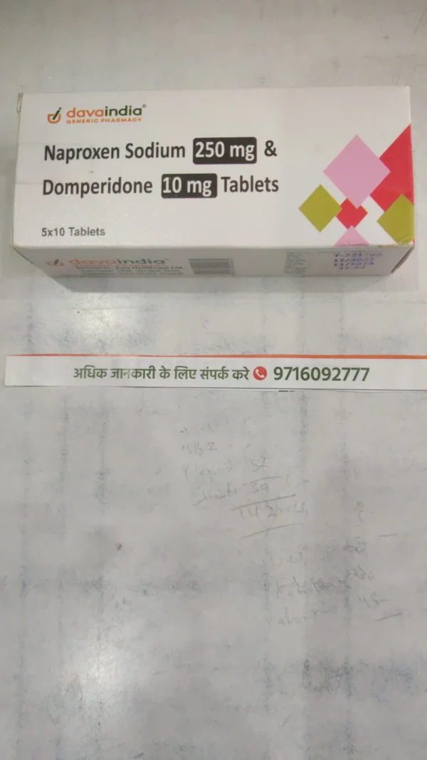 Naproxen Sodium 250 mg & Domperidone 10 mg Tablets