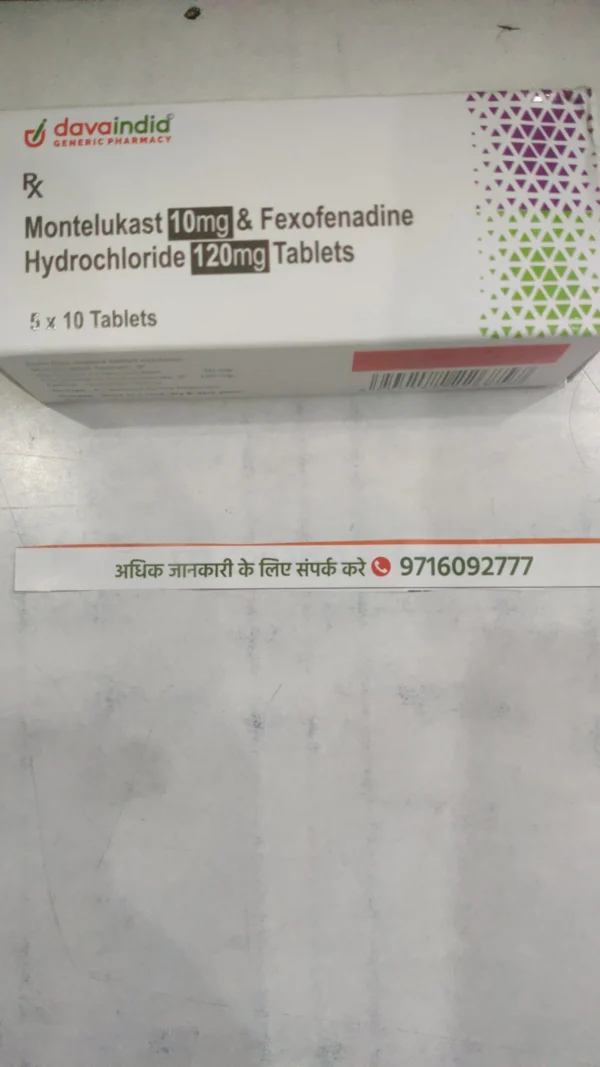 Montelukast 10mg & Fexofenadine Hydrochloride 120mg Tablets