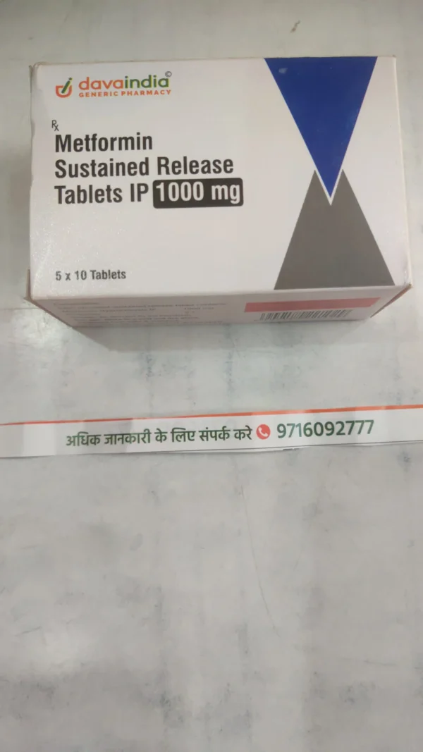 Metformin Sustained Release Tablets IP 1000 mg  5 x 10 Tablets