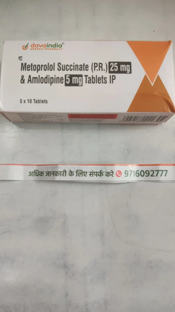 Metoprolol Succinate (P.R.) 25 mg & Amlodipine 5 mg Tablets IP