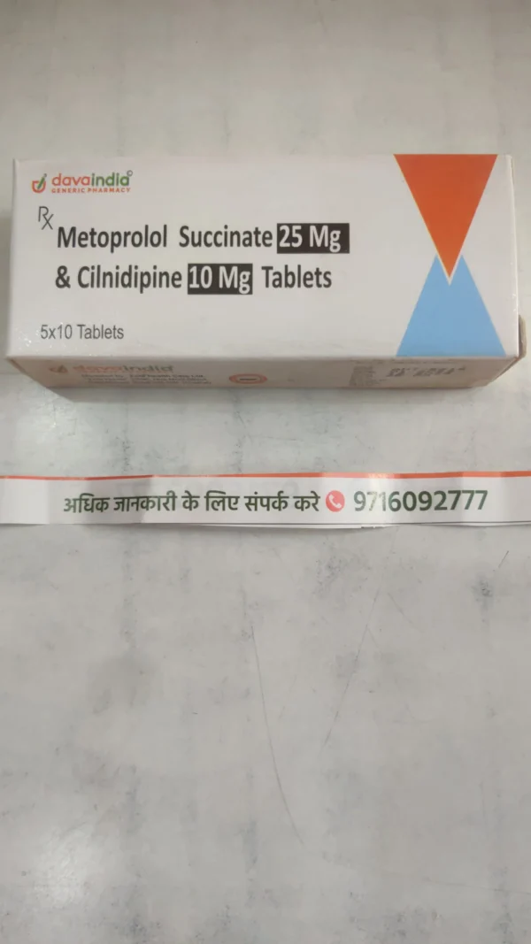 Metoprolol Succinate 25 Mg & Cilnidipine 10 Mg Tablets