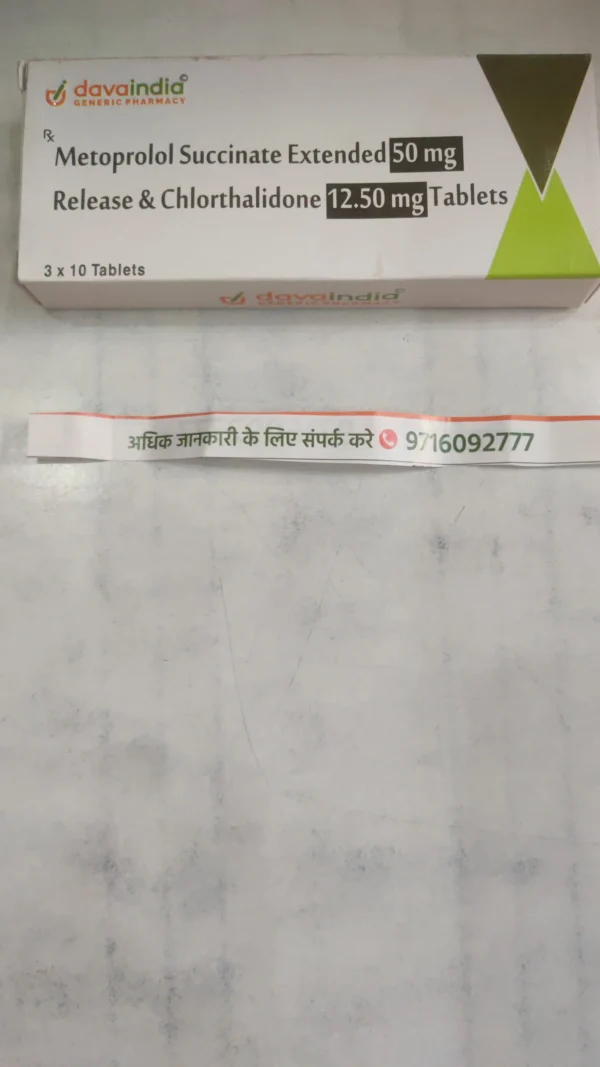 Metoprolol Succinate Extended 50 mg Release & Chlorthalidone 12.50 mg Tablets