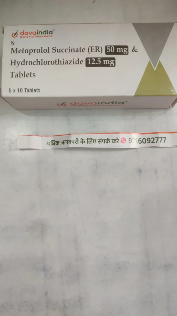 Metoprolol Succinate (ER) 50mg & Hydrochlorothiazide 12.5 mg Tablets