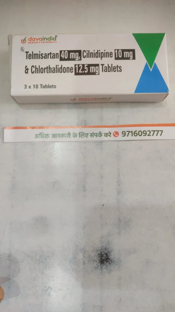 Telmisartan 40 mg, Cilnidipine 10 mg & Chlorthalidone 12.5 mg Tablets