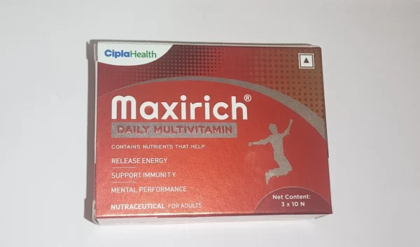Maxirich Daily Multivitamin Softgel for Energy, Immunity & PerformanceIt contains a blend of essential multivitamins and multi-minerals.